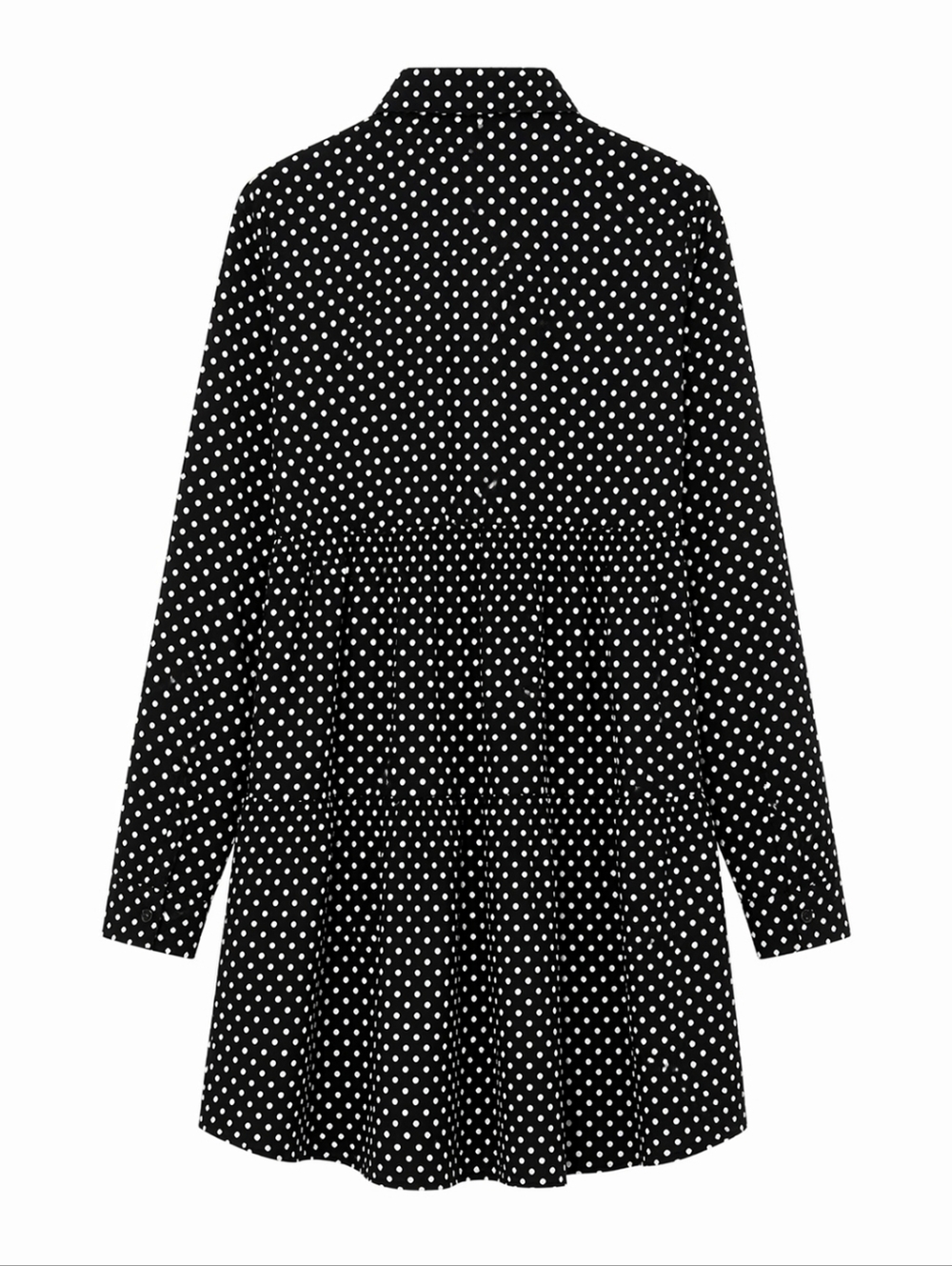 Boohoo Plus Size Black Polka Dot Long Sleeve Shirt Dress Size 22 - Picture 8 of 8